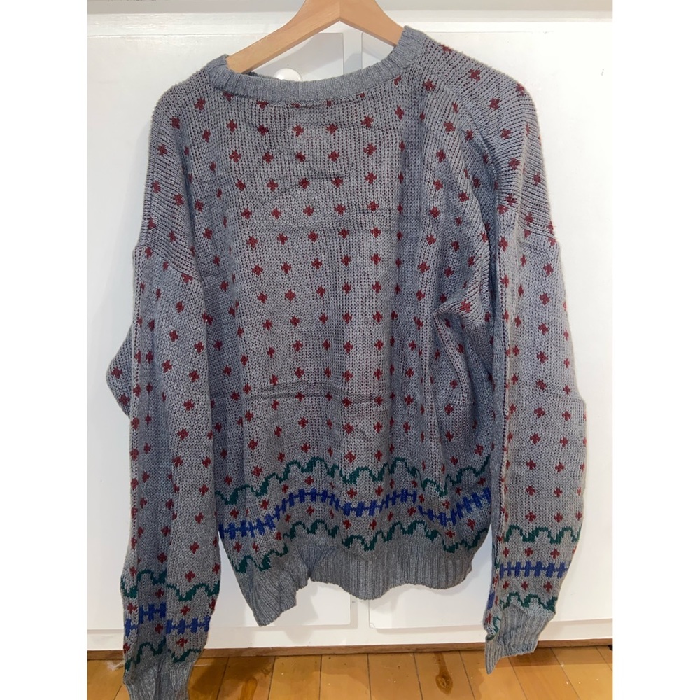 Vintage embroidered handmade bunny sweater wool brand fine line color grey - Picture 4 of 7
